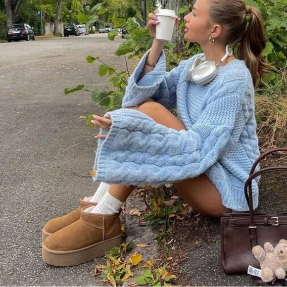 Chunky sweater cable knit Cozy Pink Cable Knit Sweater - Picture 11 of 11